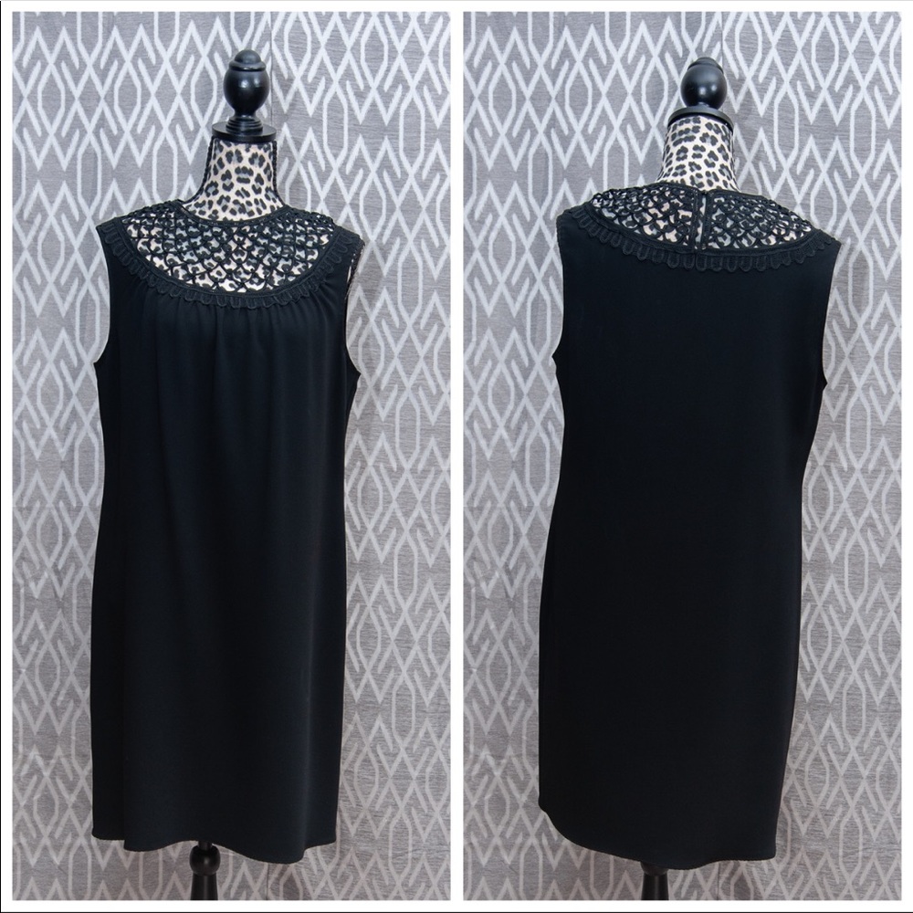 Elie Tahari Black Dress with Neckline Embellishment Size 12 - Picture 1 of 3